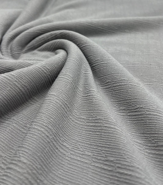 Grey Soft Striped Textured Stretch Fabric