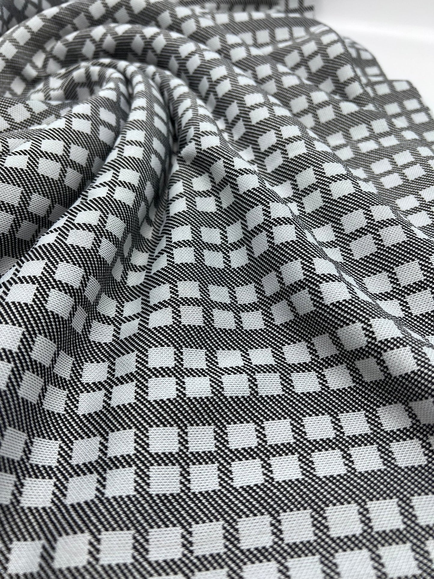 Grey Square Ponte Fabric