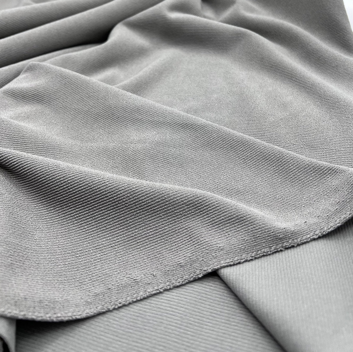 Grey Fine Rib Stretch Fabric