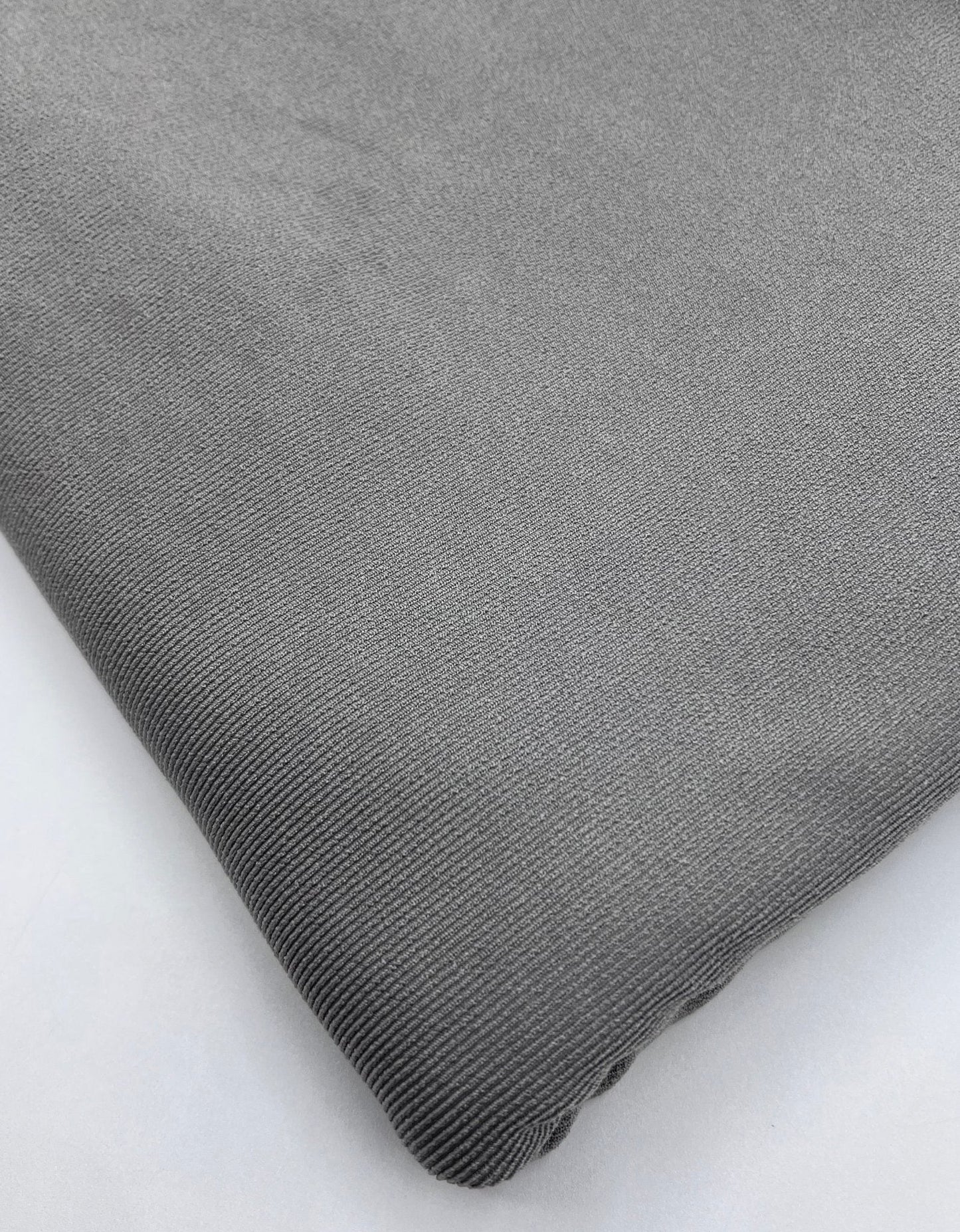 Grey Fine Rib Stretch Fabric