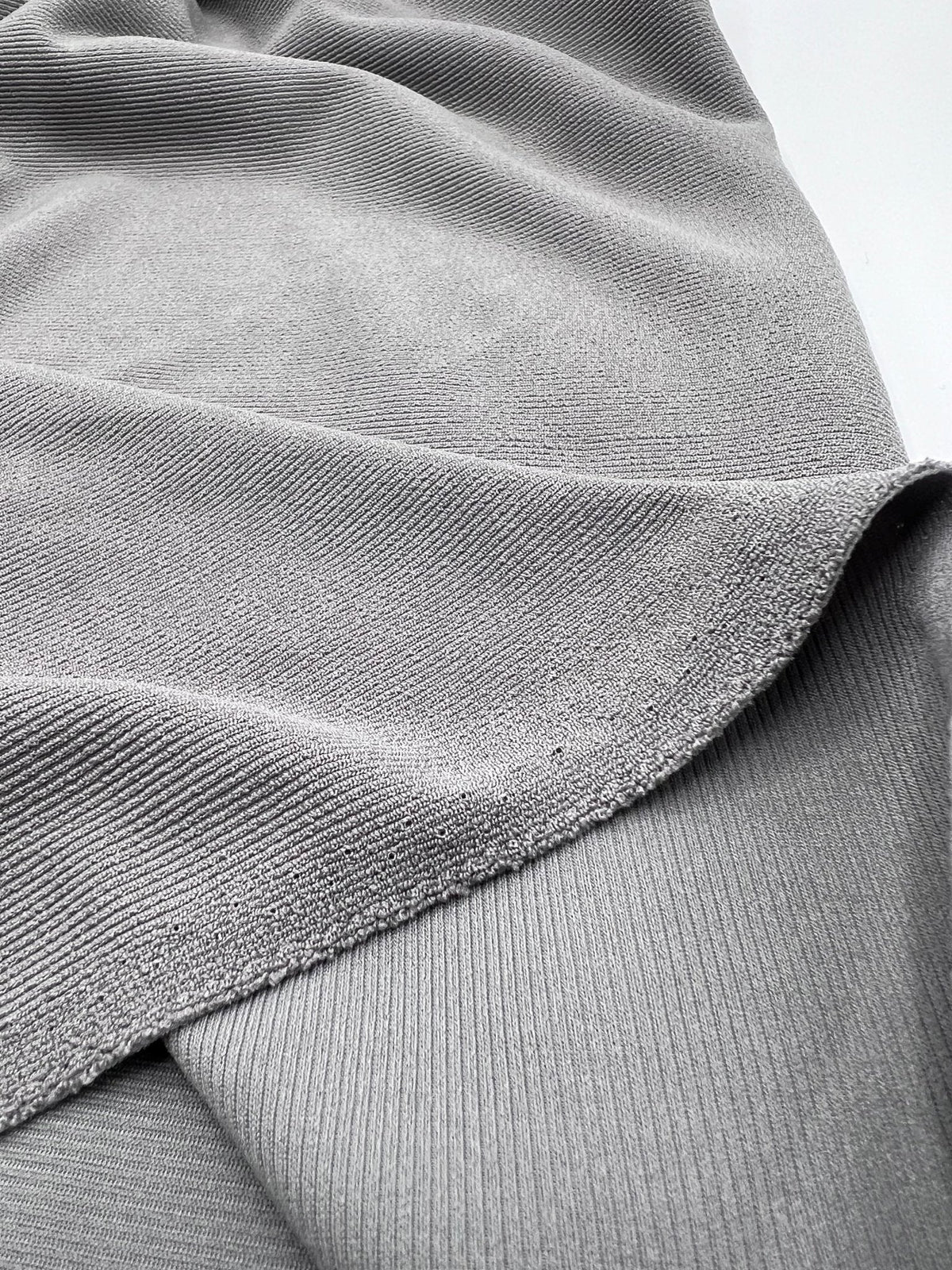 Grey Fine Rib Stretch Fabric