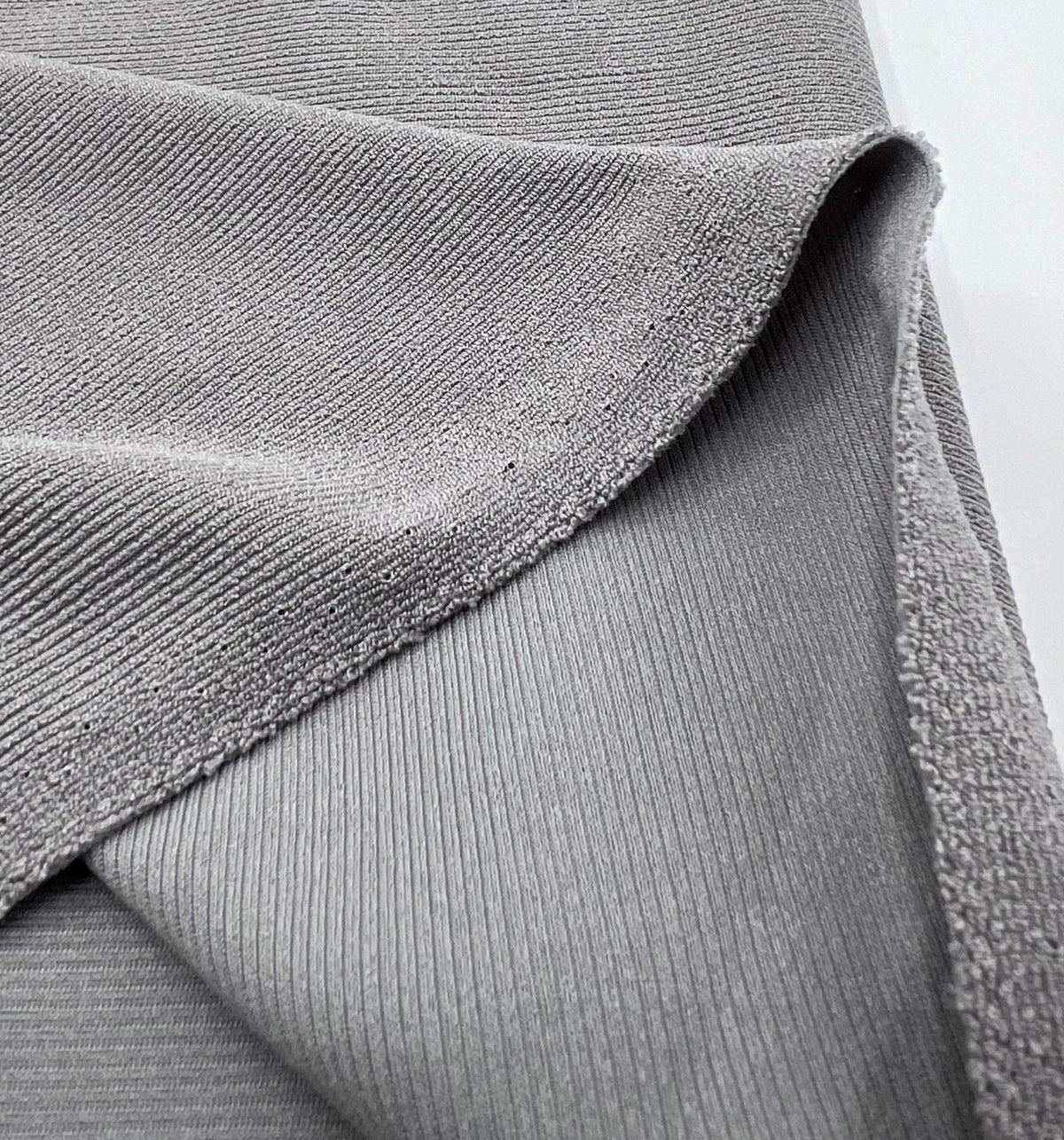 Grey Fine Rib Stretch Fabric