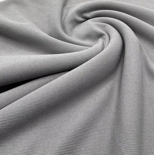 Grey Fine Rib Stretch Fabric