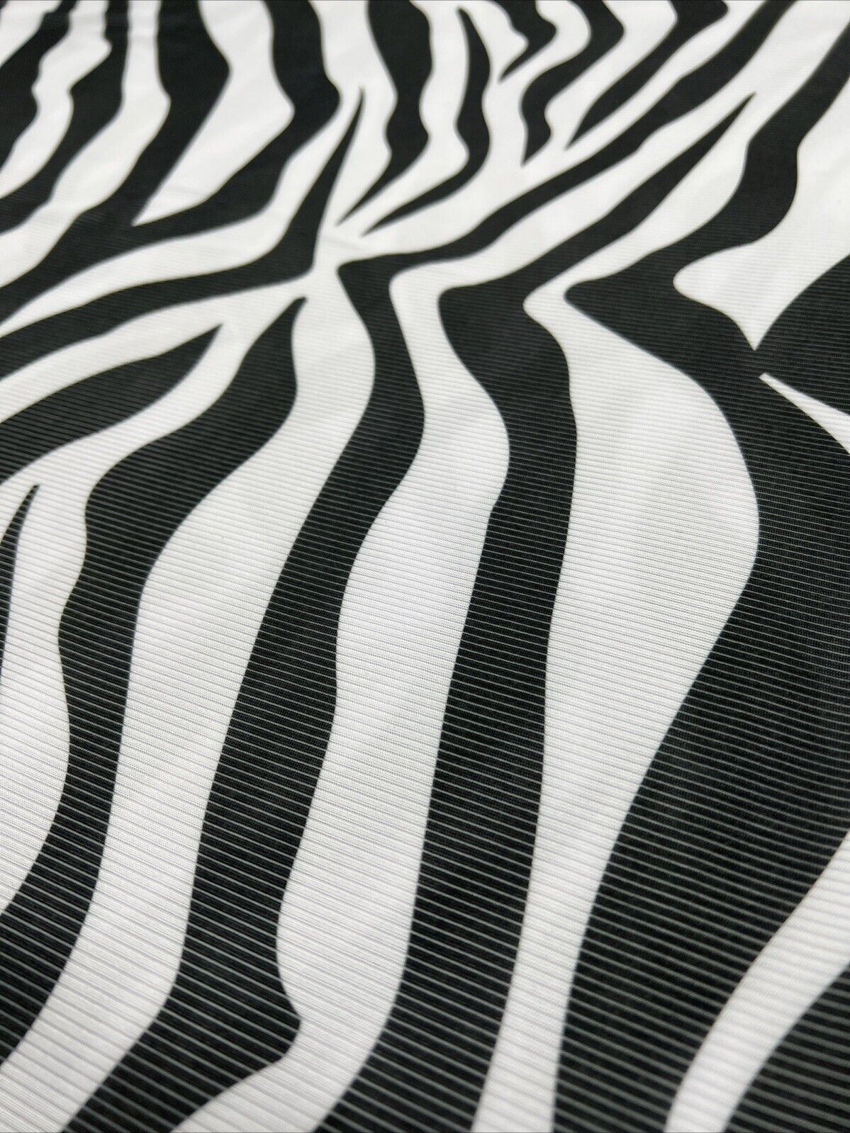 Grey White Animal Print 2X1 Fine Rib Stretch Fabric