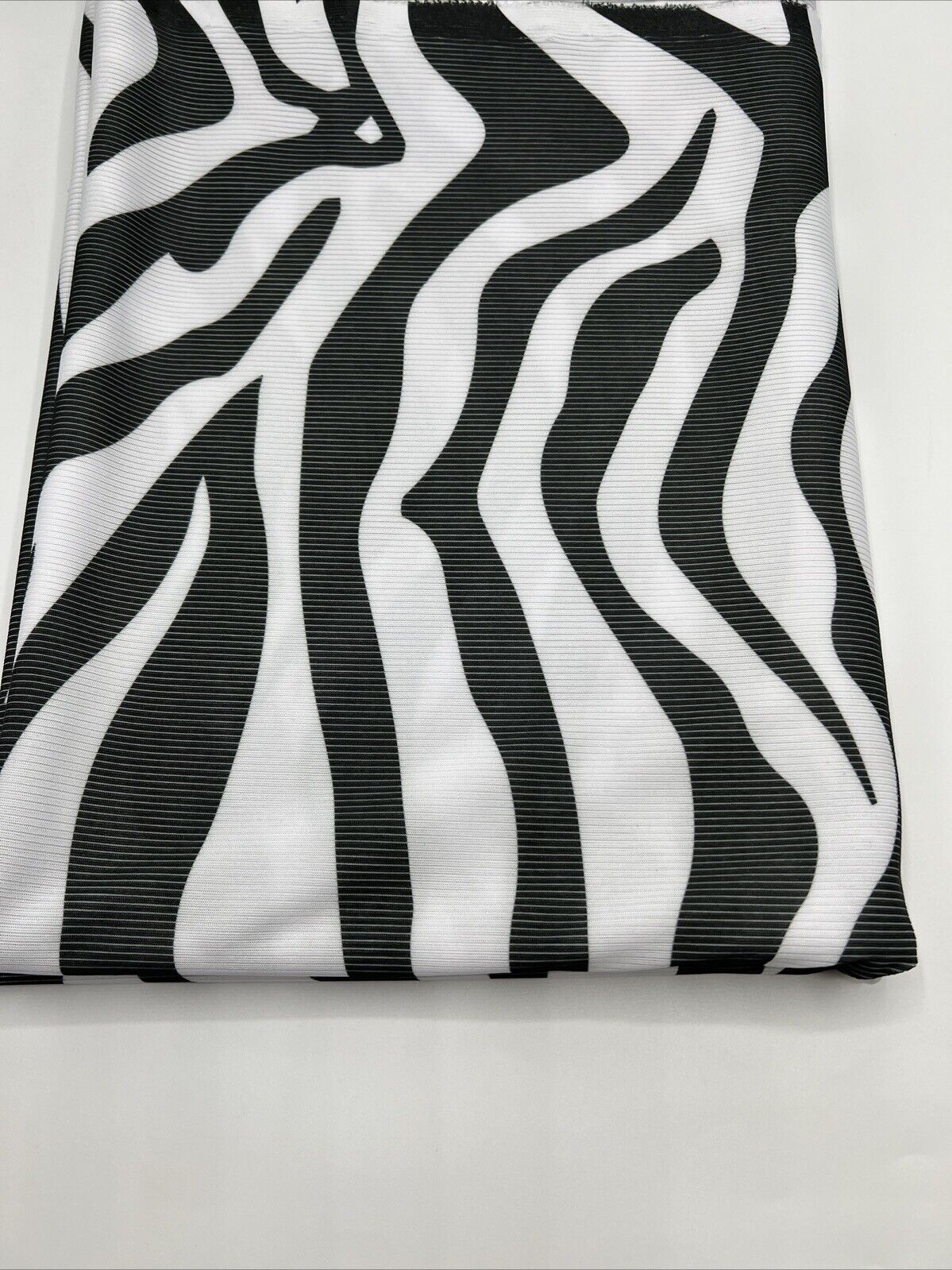 Grey White Animal Print 2X1 Fine Rib Stretch Fabric