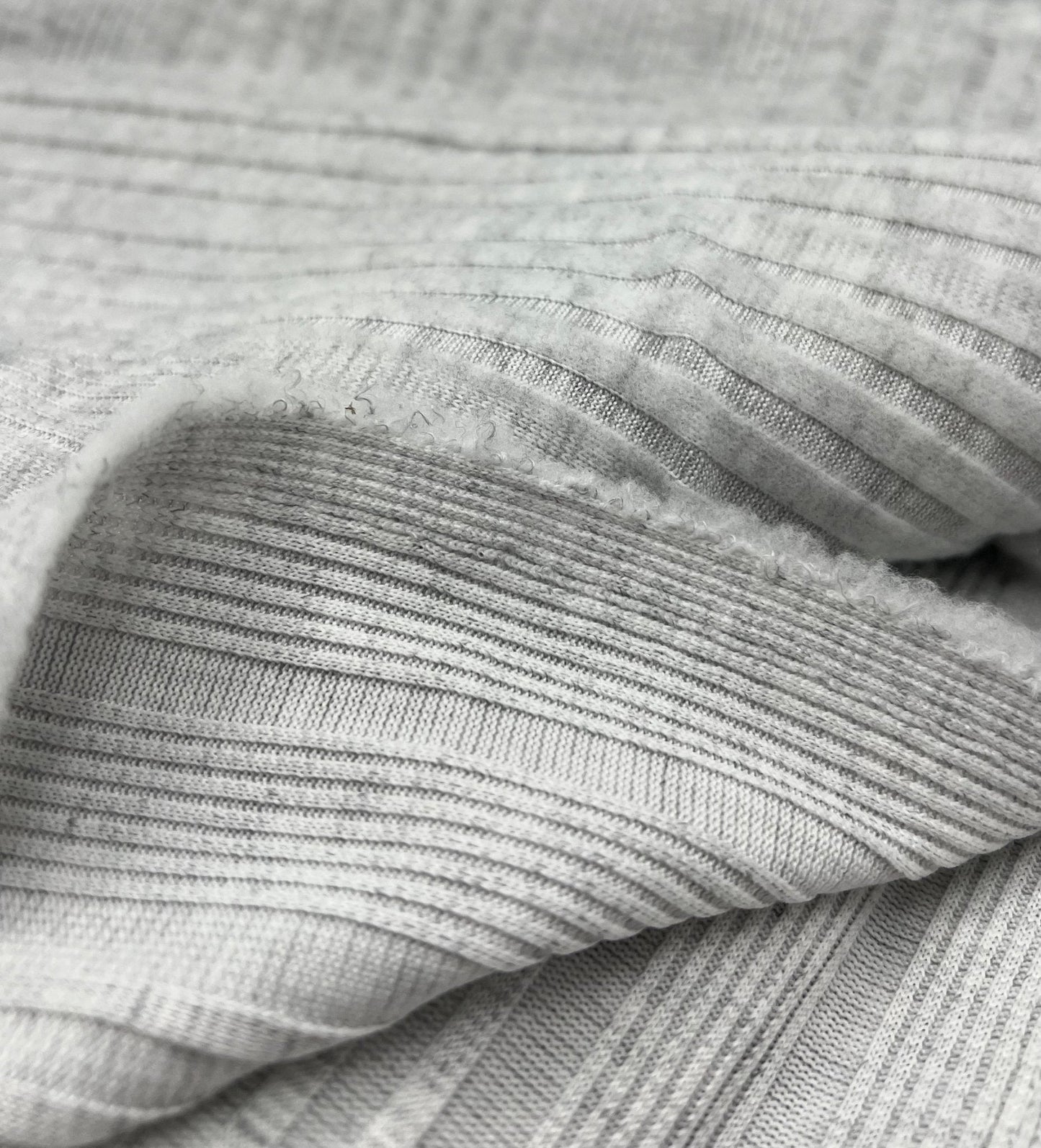 Grey Wide Soft Brushed Cosy Wide Rib Stretch Fabric