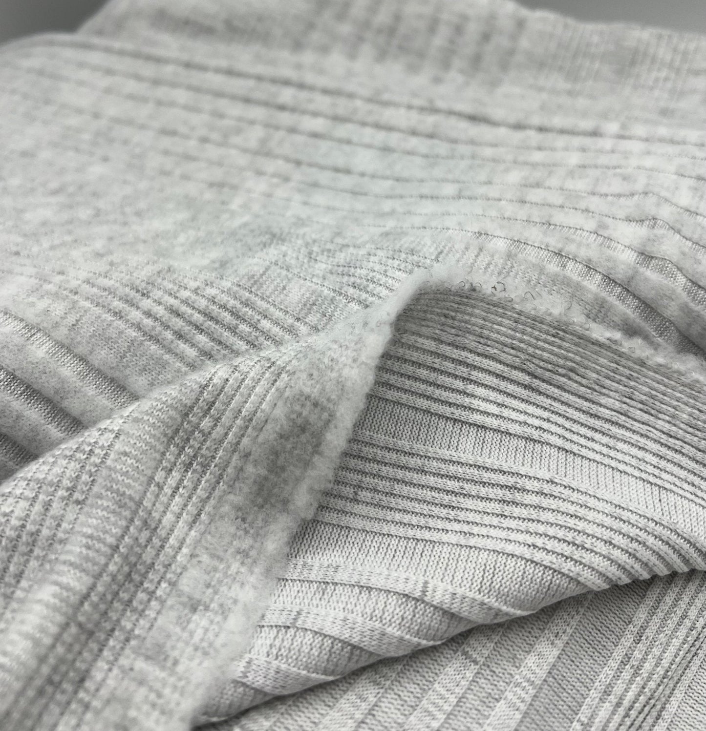 Grey Wide Soft Brushed Cosy Wide Rib Stretch Fabric
