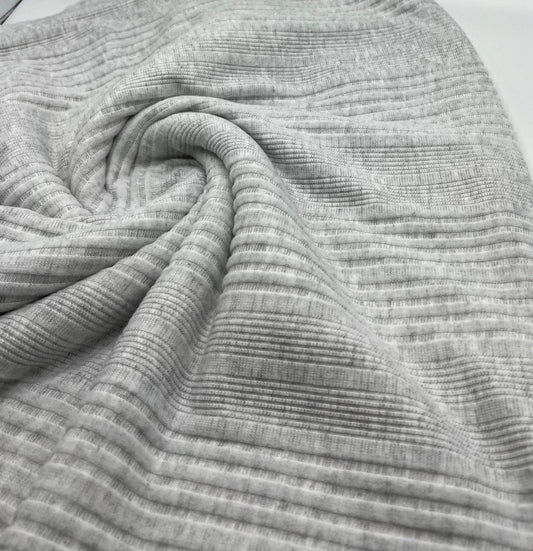 Grey Wide Soft Brushed Cosy Wide Rib Stretch Fabric