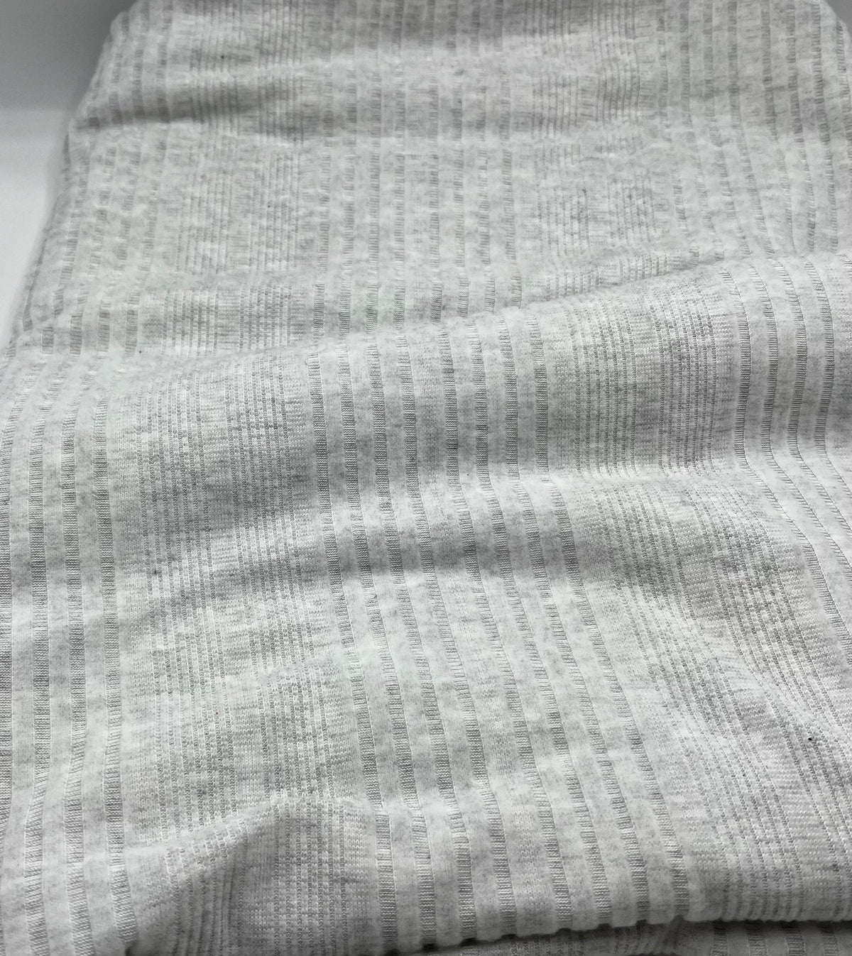 Grey Wide Soft Brushed Cosy Wide Rib Stretch Fabric