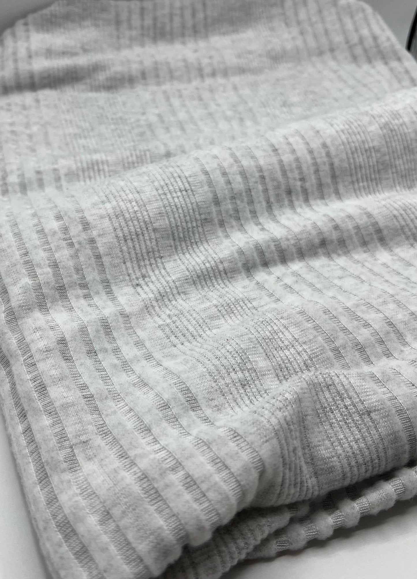 Grey Wide Soft Brushed Cosy Wide Rib Stretch Fabric