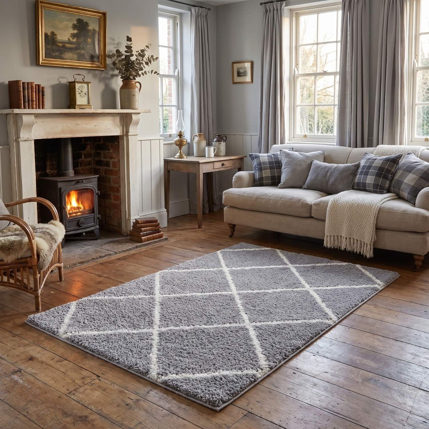 Moroccan Grey Shaggy Rug | 510