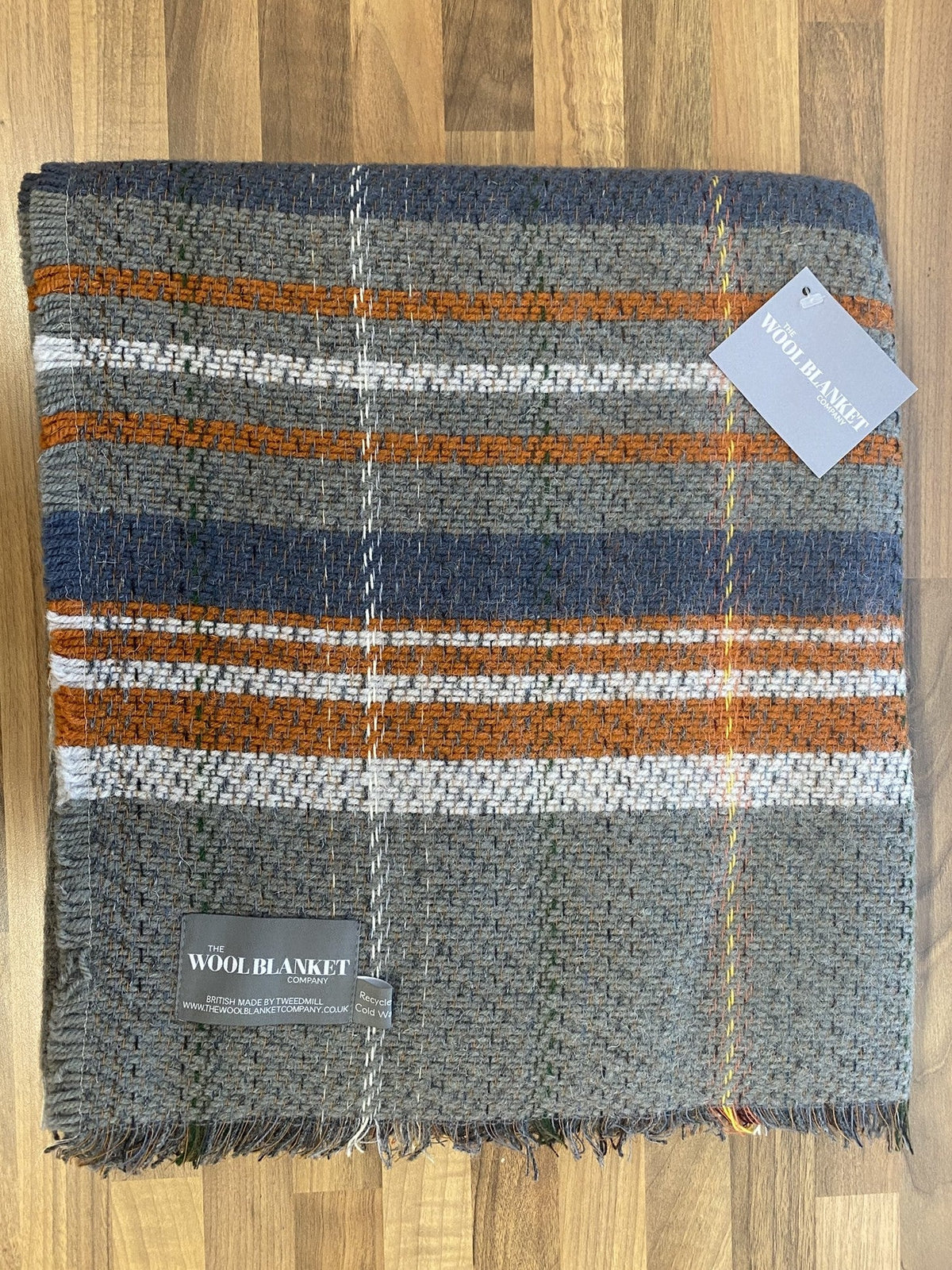 Large Checked Random Recycled Wool Blanket