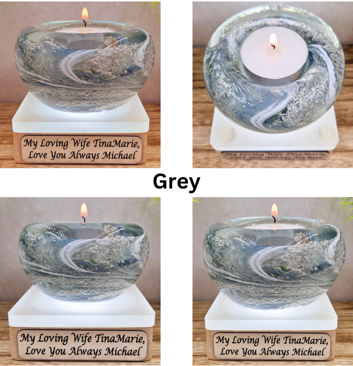 Ashes in glass memorial tealight