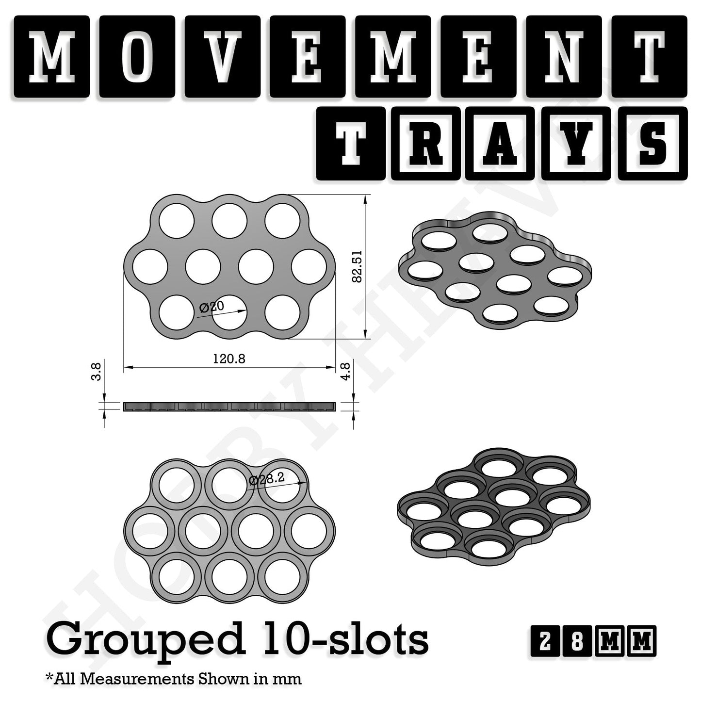 28mm Movement Trays for Tabletop Games | Wargaming | Full Range