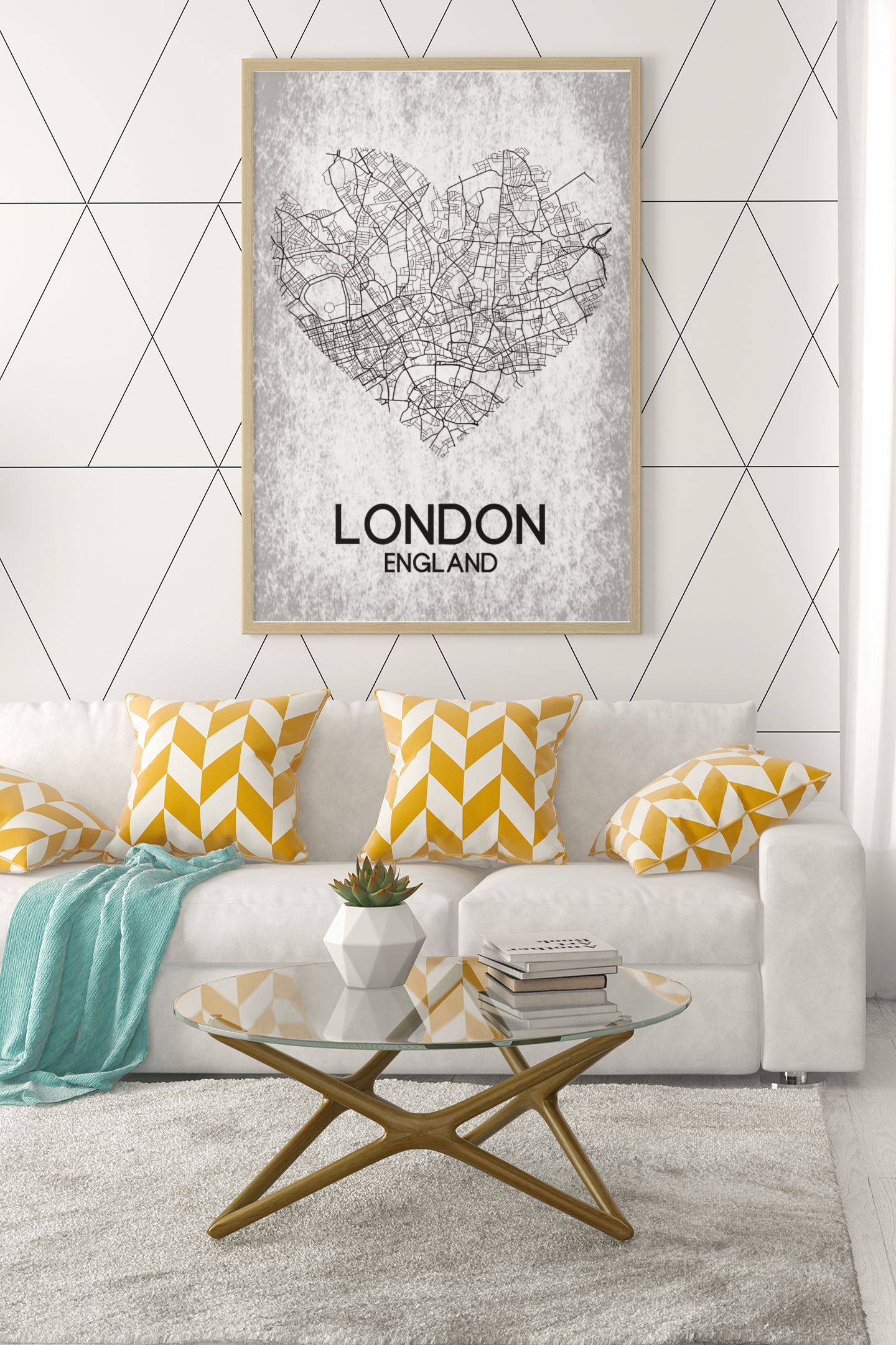 Love Heart Map Any City & Country Personalised Wall Decor Print with 10 New Styles