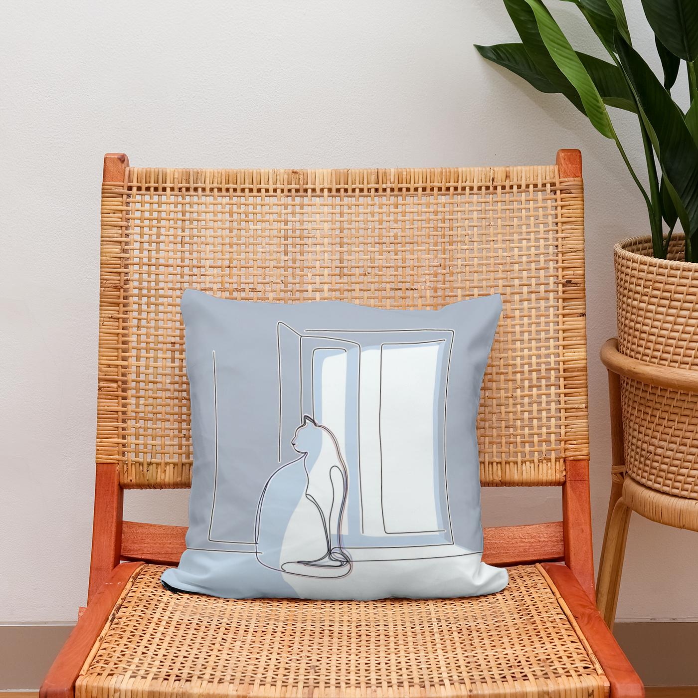 Sunlit Feline Grace Cotton Cushion