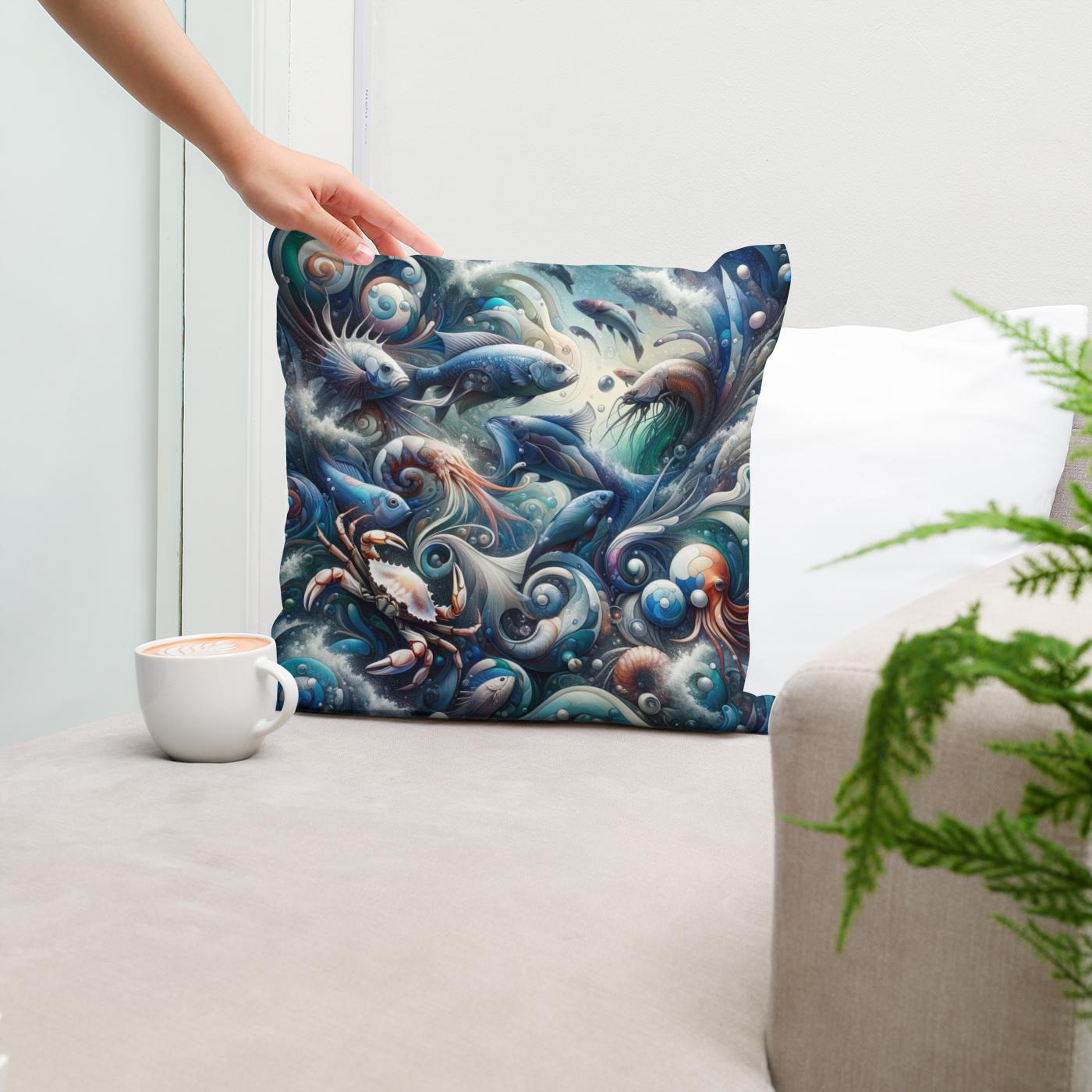 Oceanic Elegance Cotton Cushion