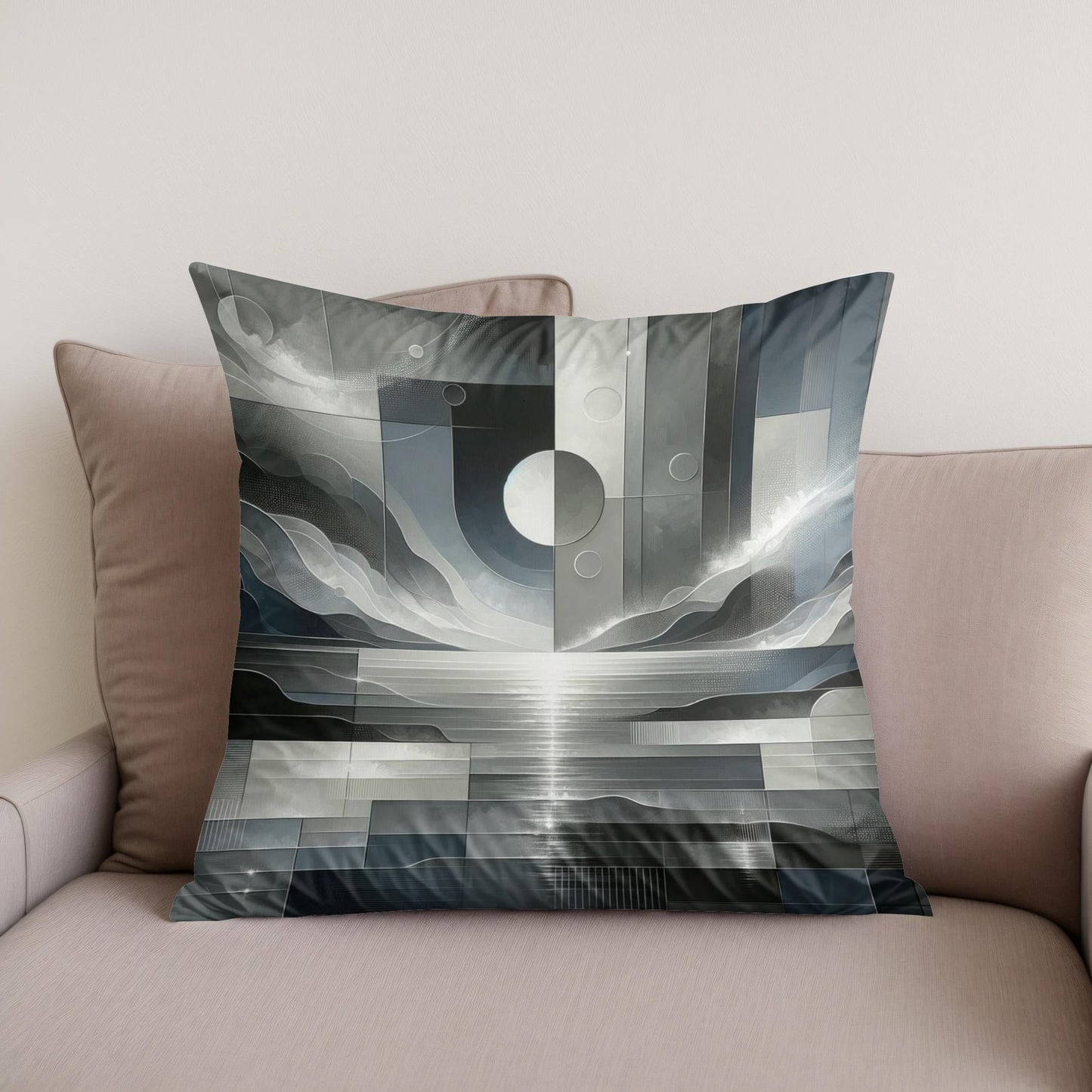 Moonlit Monochrome Cotton Cushion