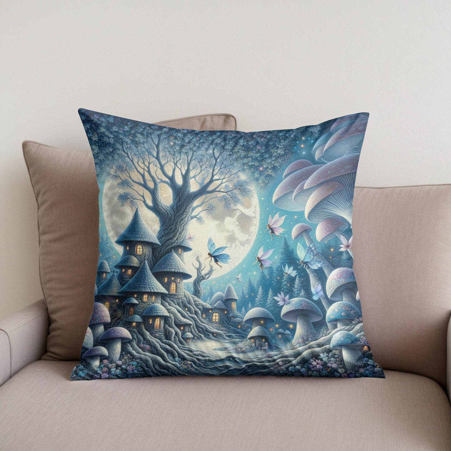 Moonlit Fairies Cotton Cushion