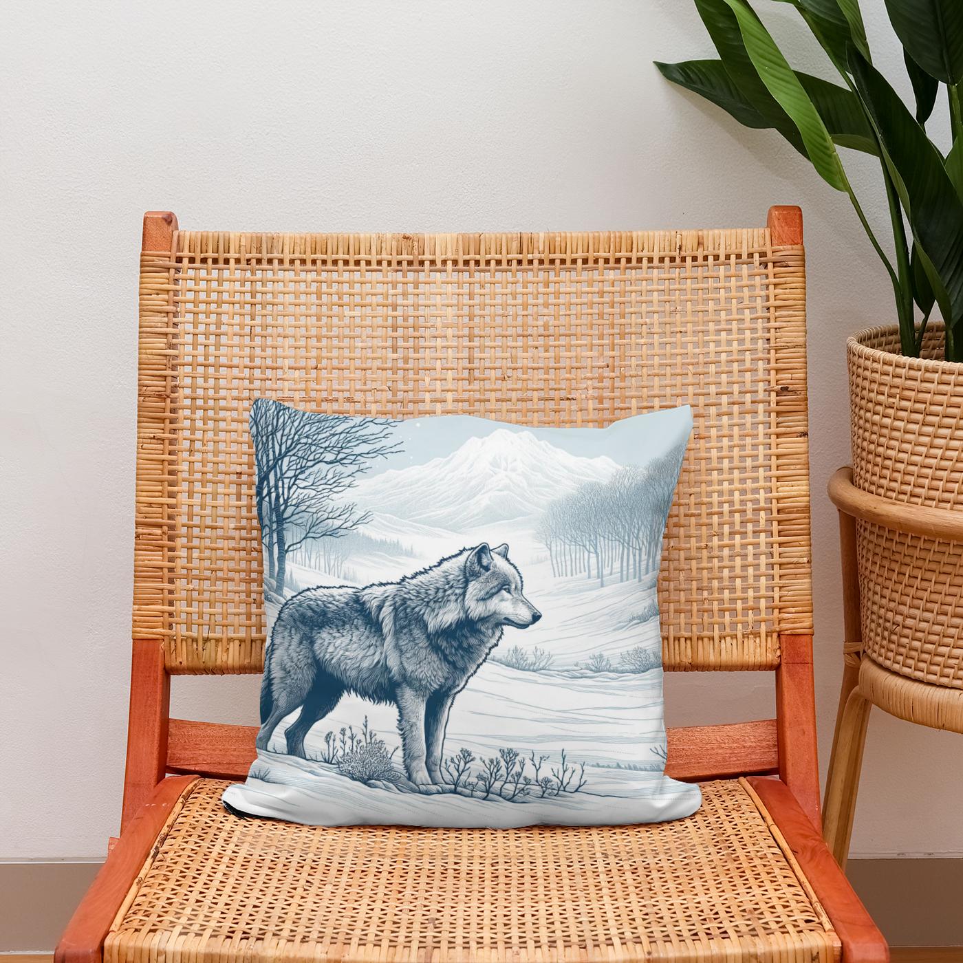 Winter Wolf Cotton Cushion