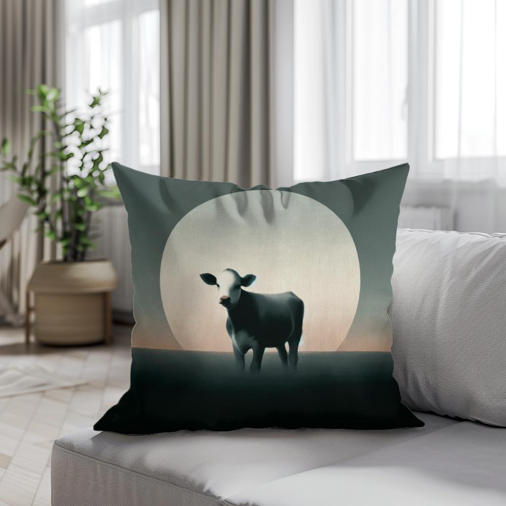 Minimalist Dusk Cow Cotton Cushion