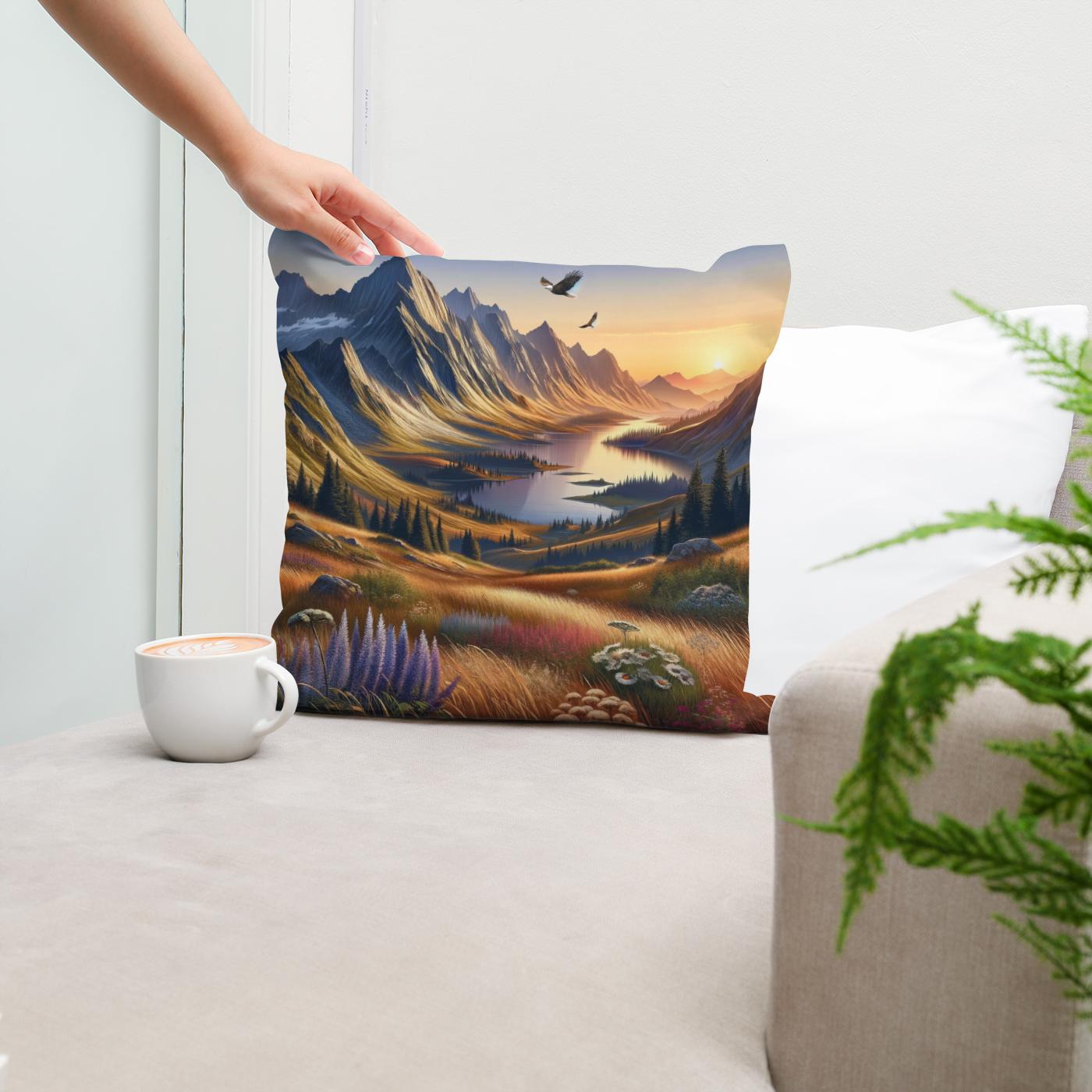Tranquil Peaks Cotton Cushion