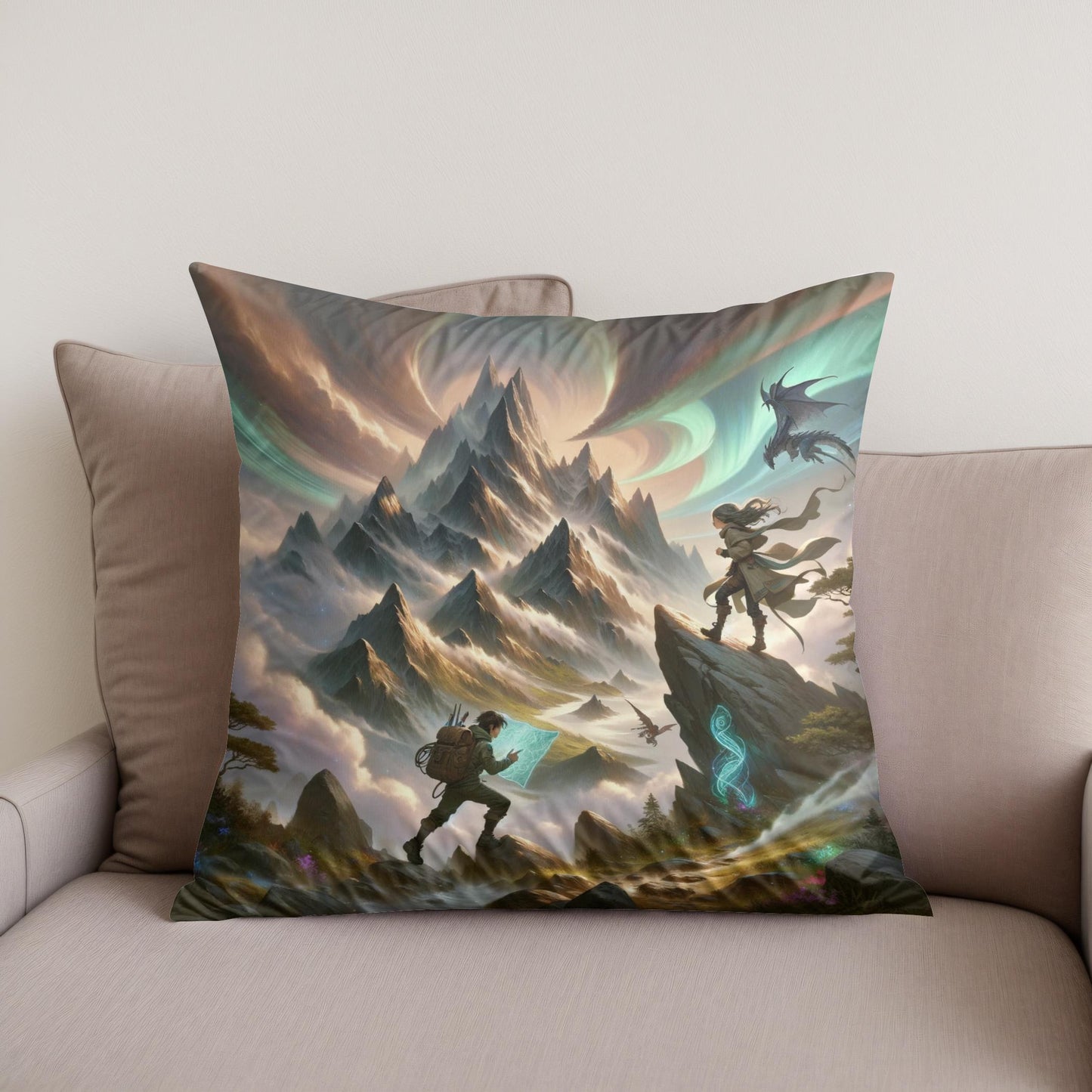 Mystical Mountain Journey Cotton Cushion