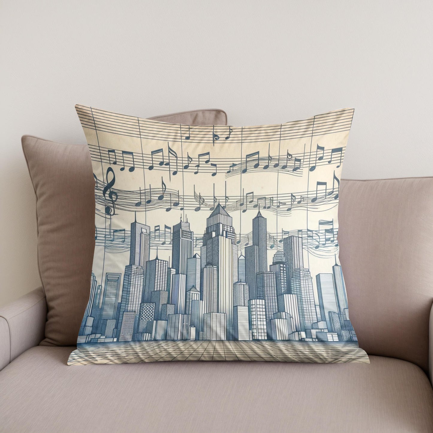 Melodic Skyline Cotton Cushion