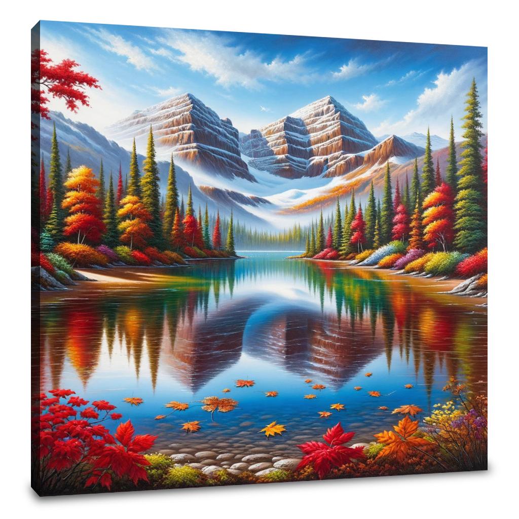 Autumn Serenity Lake Canvas