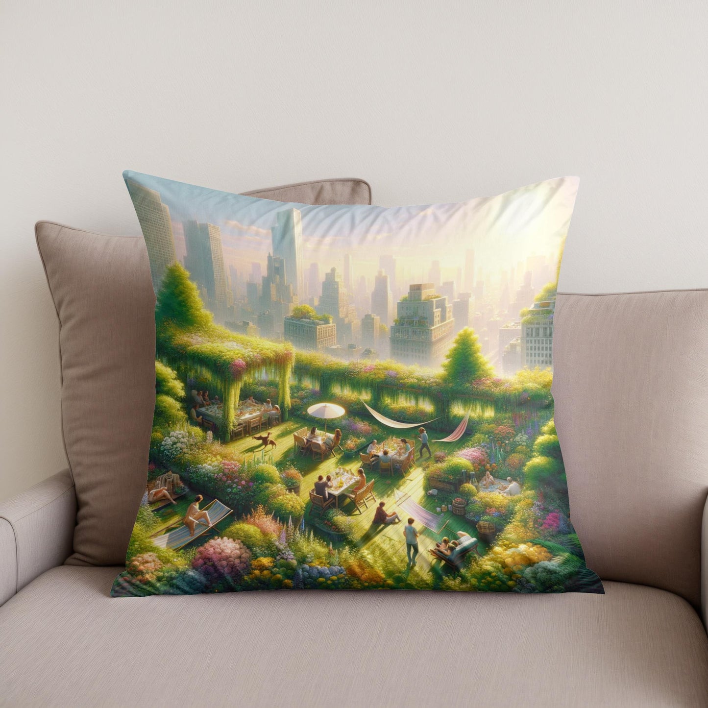 Summer Urban Oasis Cotton Cushion