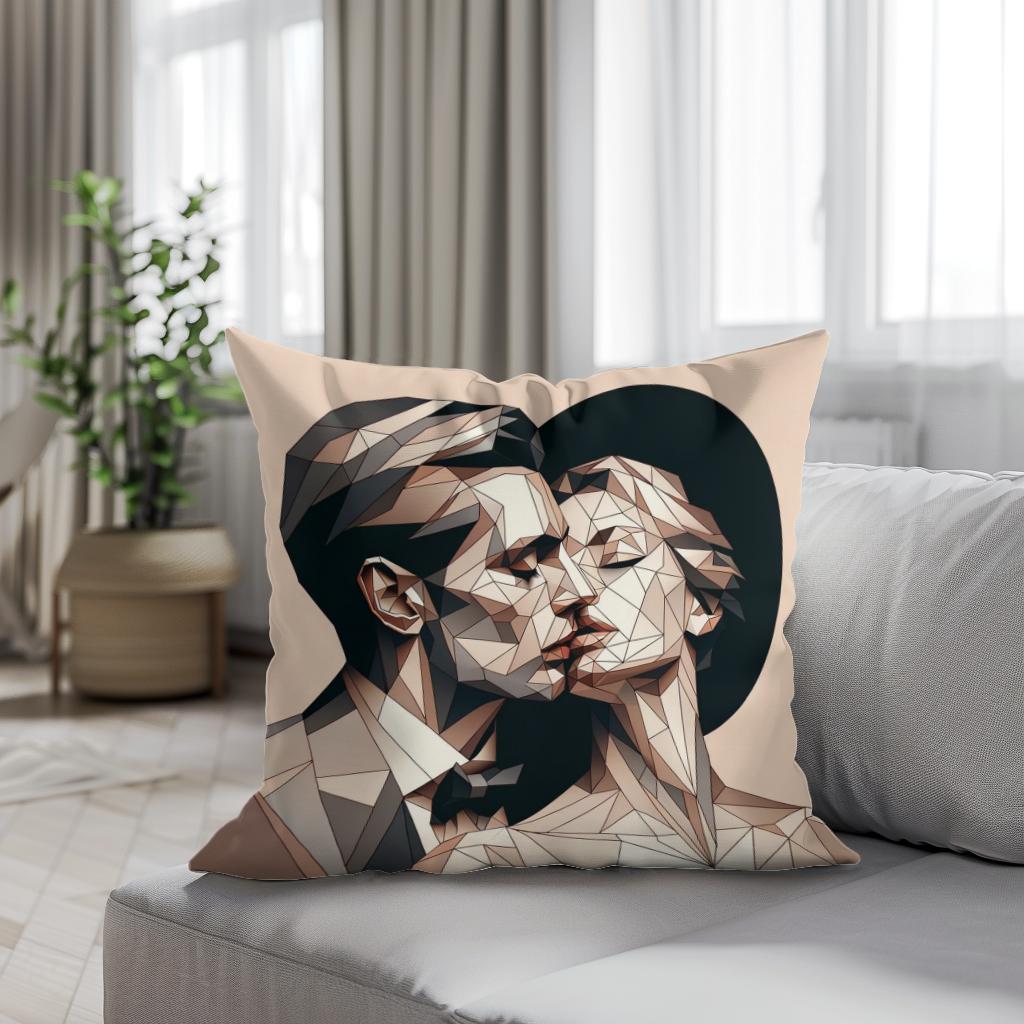 Whisper of Geometric Love Cotton Cushion