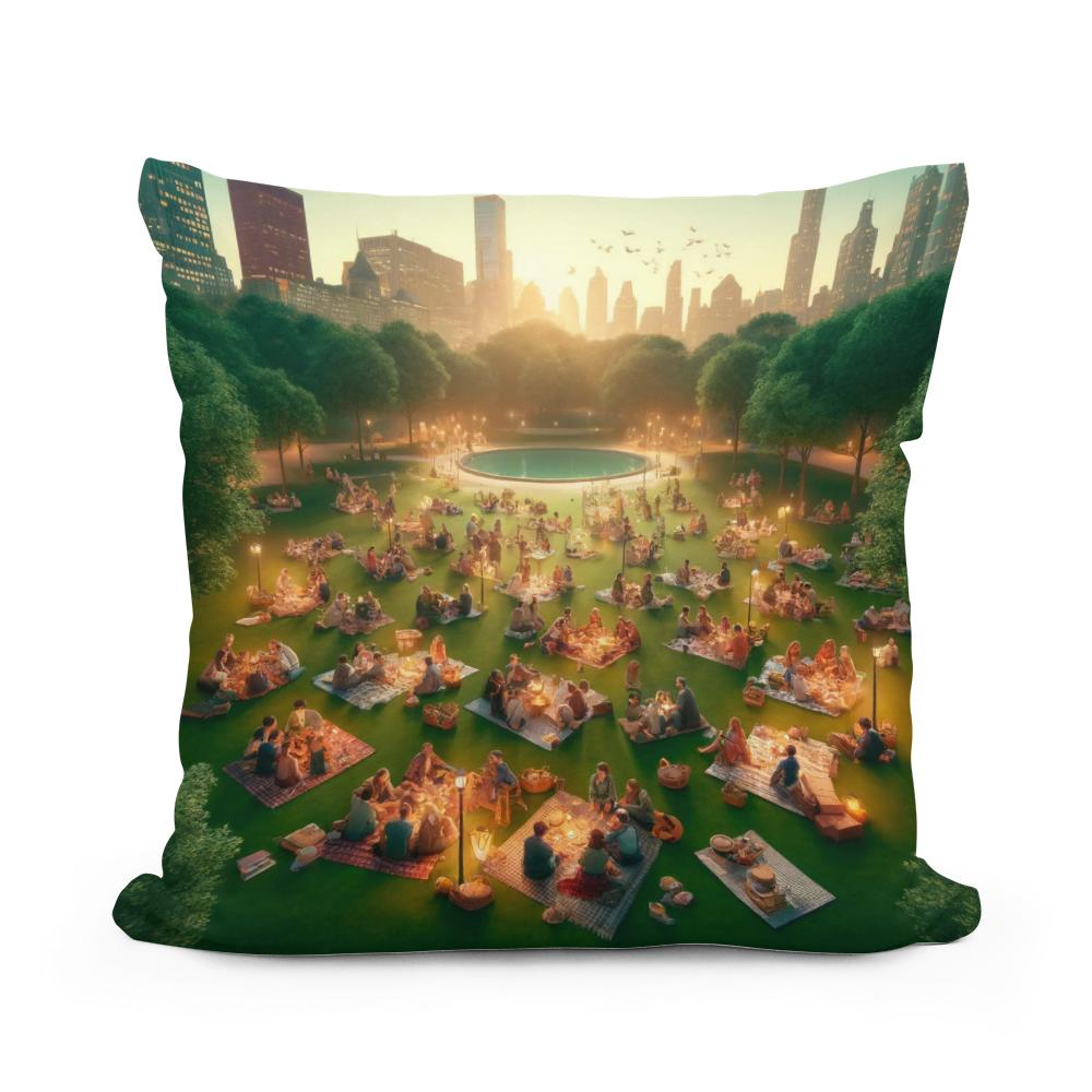 Picnic Sunset in Summer Cotton Cushion