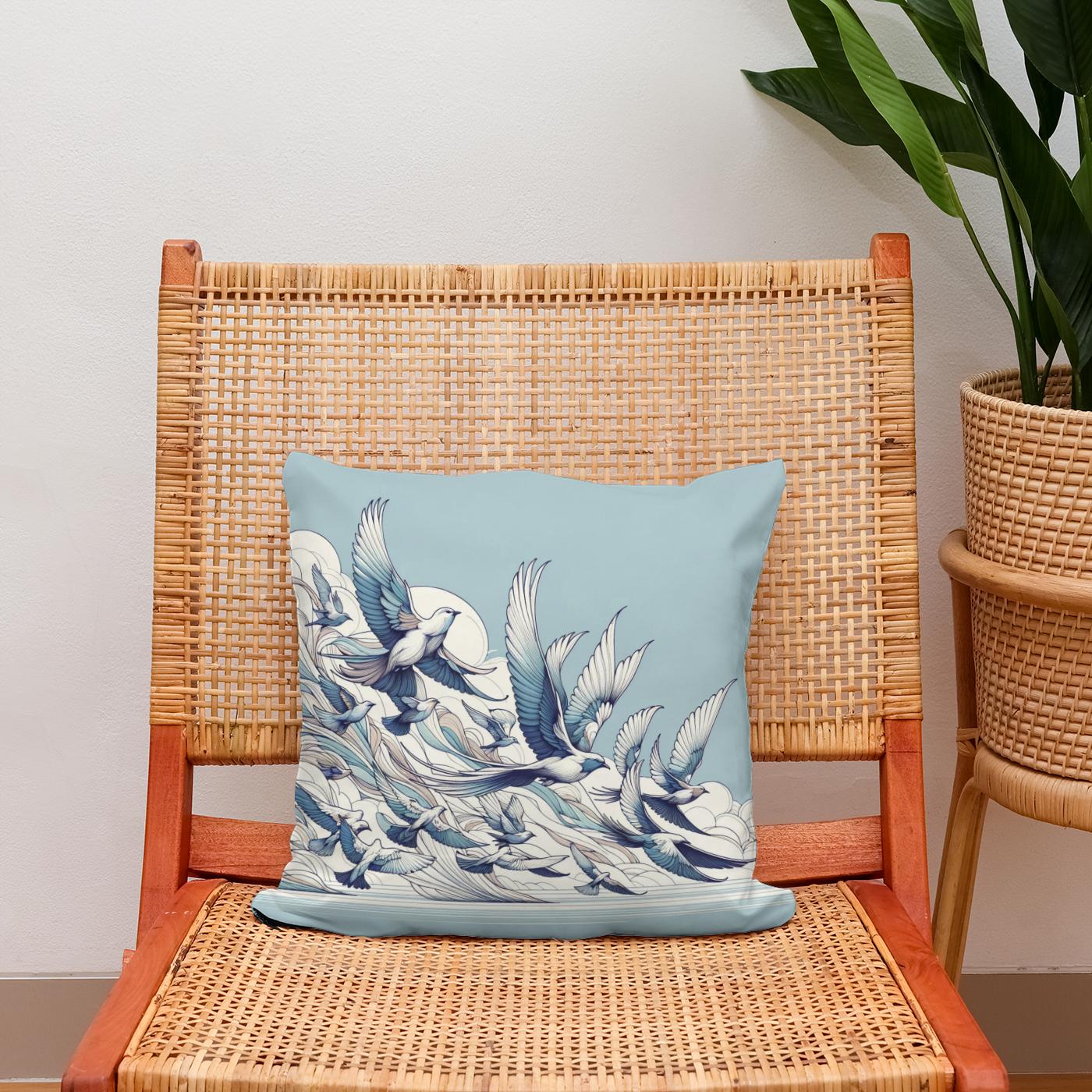 Avian Elegance Cotton Cushion