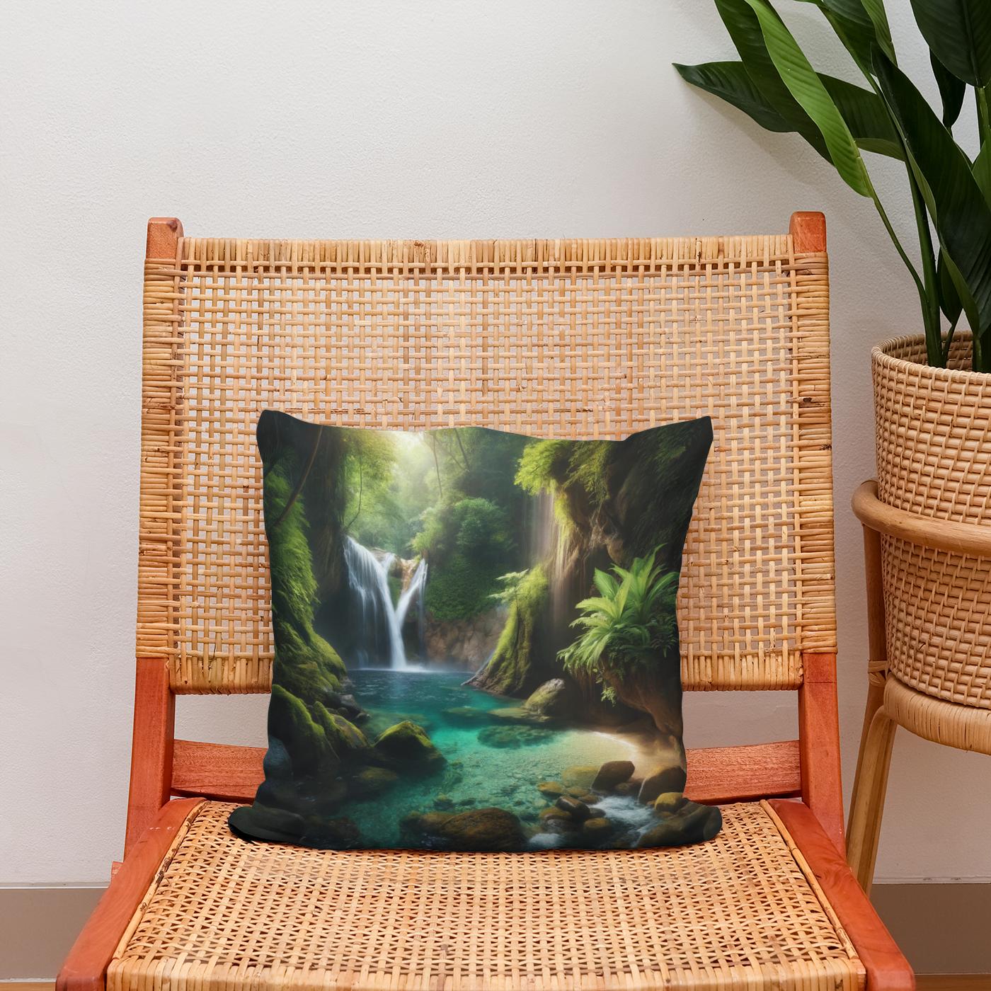 Hidden Waterfall Cove Cotton Cushion
