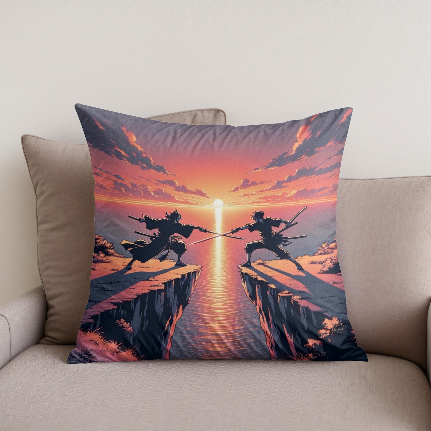 Sunset Sword Duel Cotton Cushion