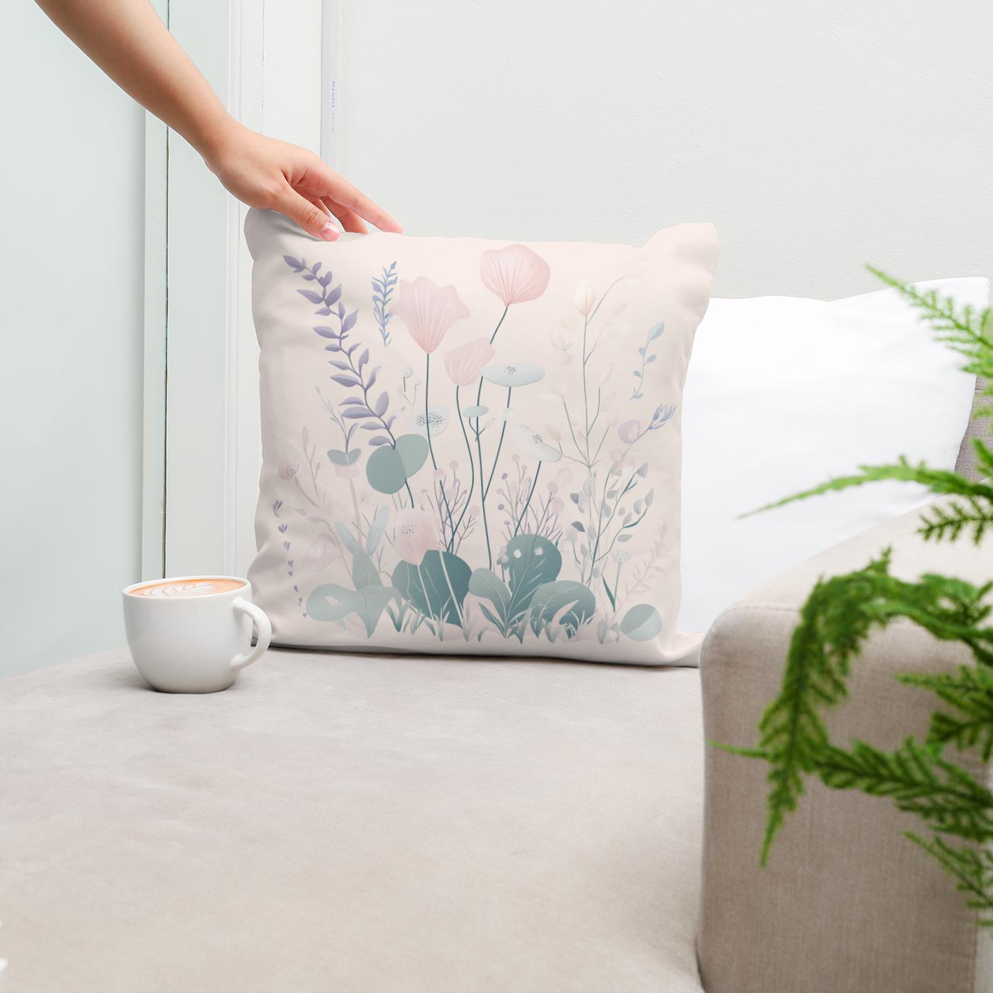 Vanilla Pastel Botanical Cotton Cushion