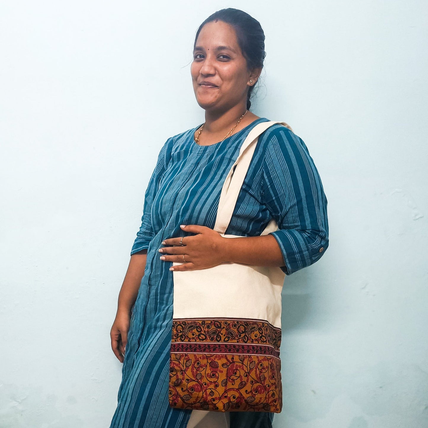 Half sari, half cotton tote bag, ethically handmade in India