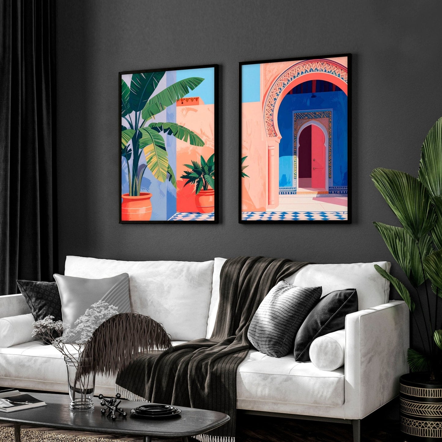 Hallway Wall Decor | Set of 2 Moroccan Inspired Wall art Prints