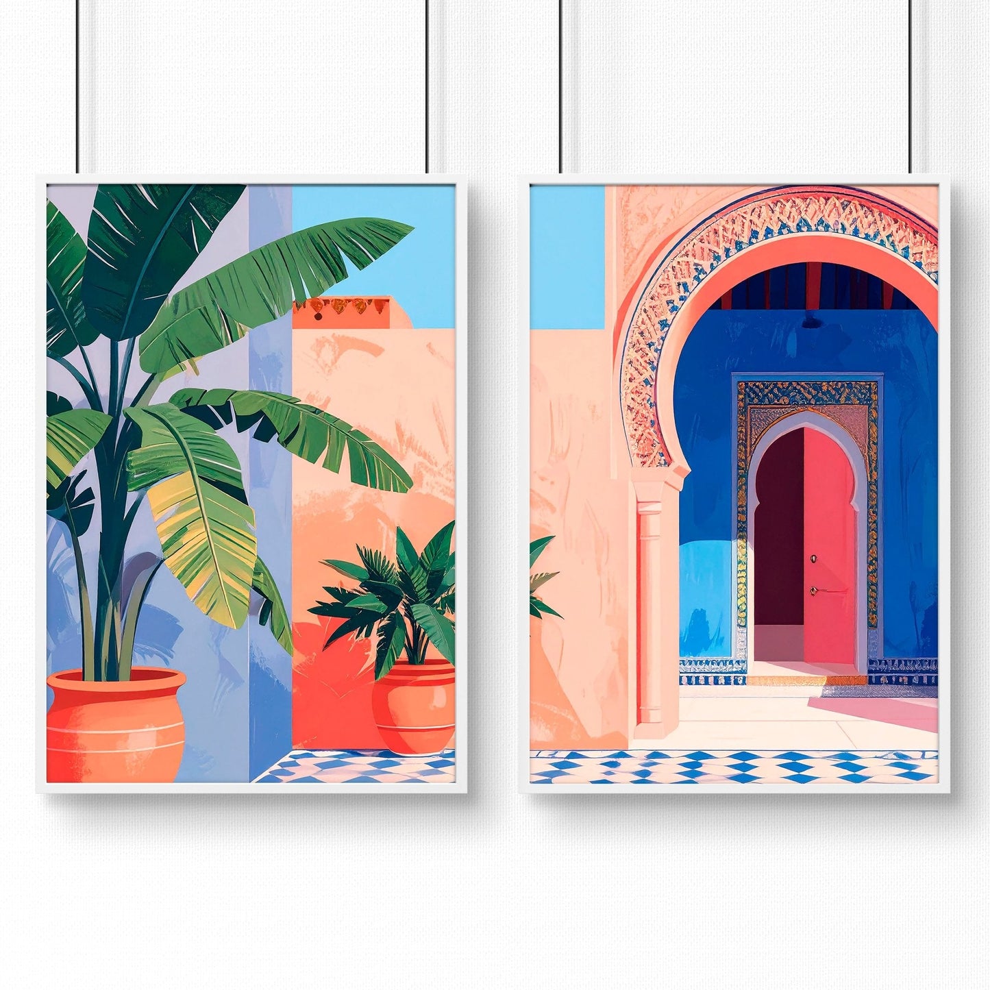 Hallway Wall Decor | Set of 2 Moroccan Inspired Wall art Prints