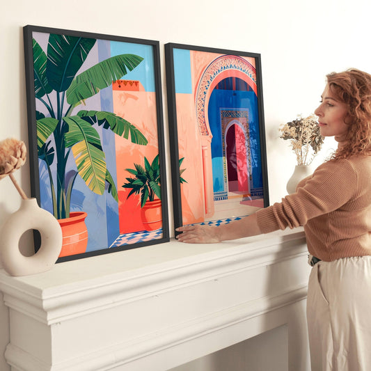 Hallway Wall Decor | Set of 2 Moroccan Inspired Wall art Prints