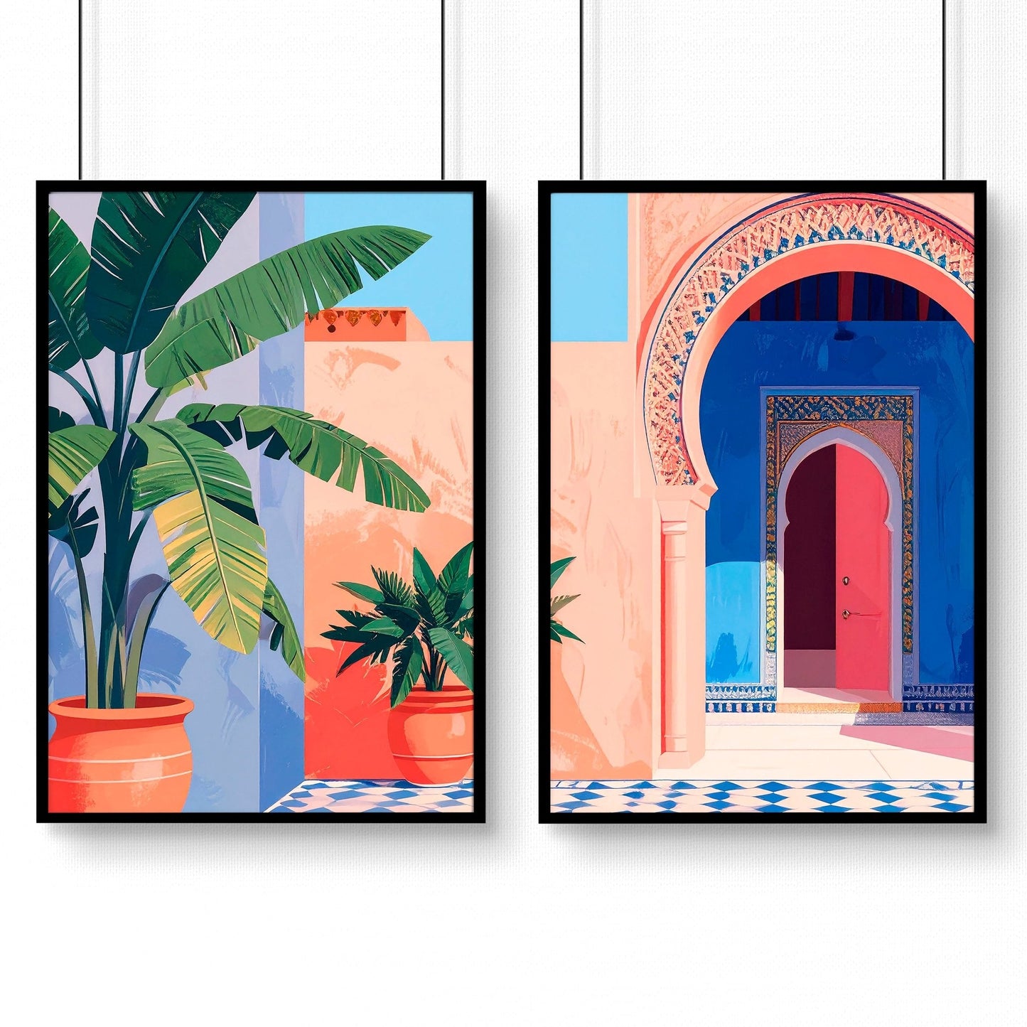 Hallway Wall Decor | Set of 2 Moroccan Inspired Wall art Prints