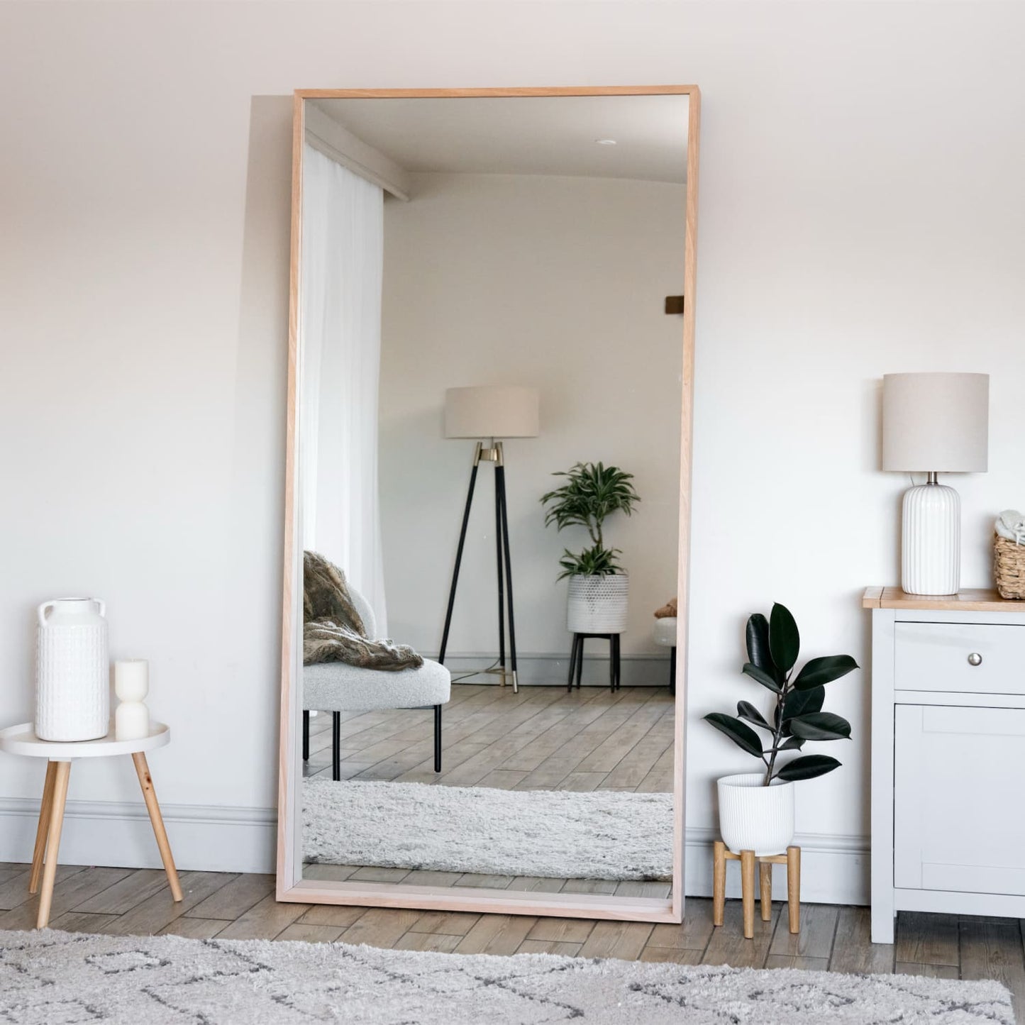 Hanaka - Full Length Natural Oak Rectangle Mirror - 200cm x 100cm