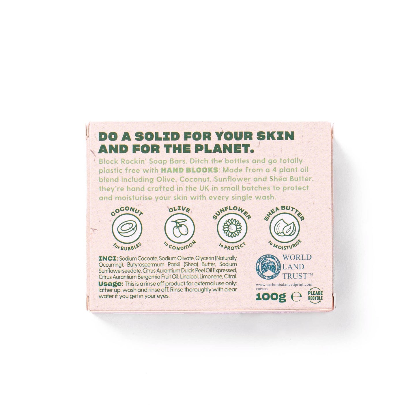 Hand Blocks Soap Sweet Orange & Bergamot - Plastic Free Vegan Hand Soap Bars