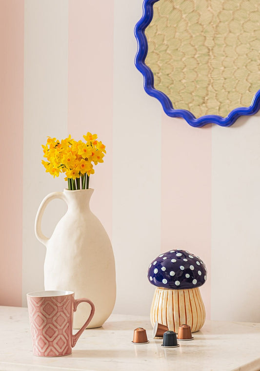 Hand Painted Blue Mushroom Jar
