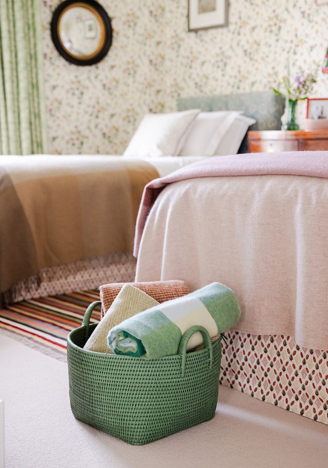 Handy Handwoven Rattan Basket - Green