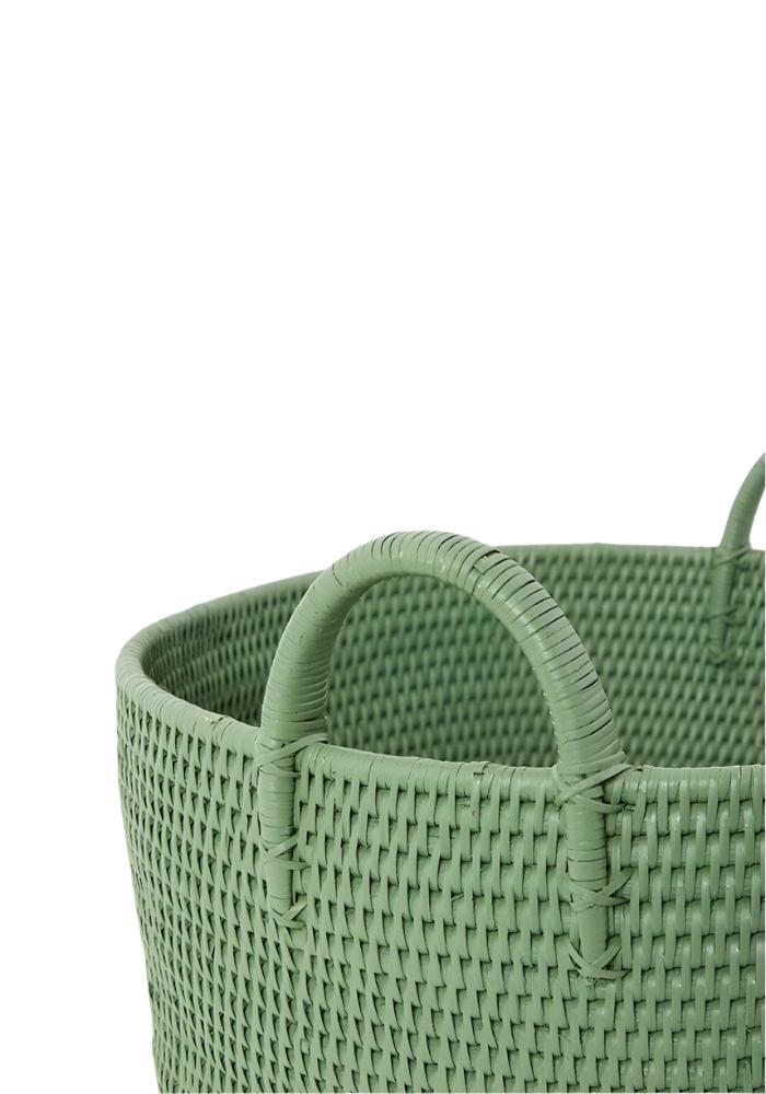 Handy Handwoven Rattan Basket - Green