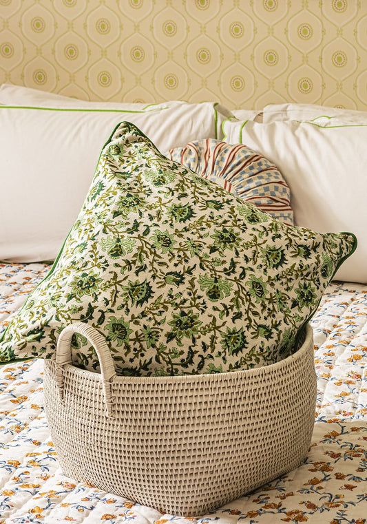 Handy Handwoven Rattan Basket - White