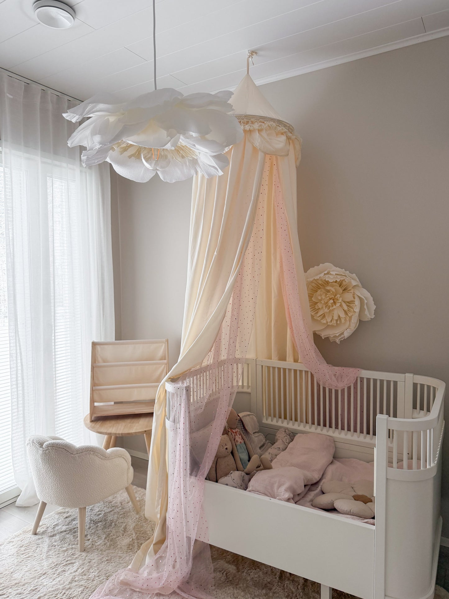 MINICAMP Kids Bed Canopy with Tulle & Tassels in Cream