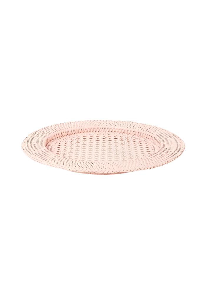 Harbour Island Round Rattan Charger Placemat Pink - Set of 4