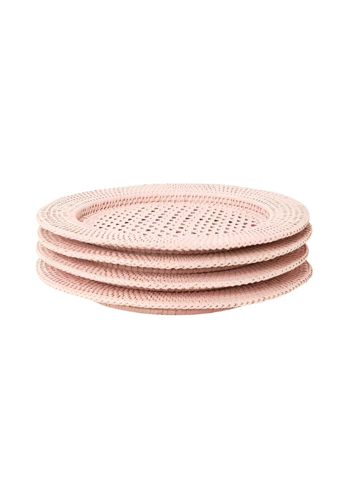Harbour Island Round Rattan Charger Placemat Pink - Set of 4